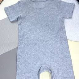 COCOON ORGANICS 100% Cotton Knit Half Sleeves I Love Dad Text Printed Anit Microbial Romper - Grey Melange image 4