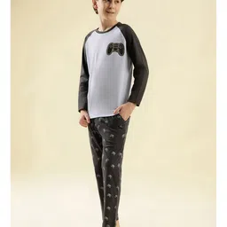 Lil Tomatoes Cotton Knit Full Sleeves Gaming Remote Printed Night Suit Set - Blue image 4