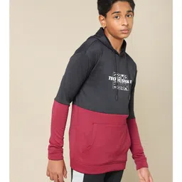 Technosport Knit Full Sleeves Brand Name Printed Warm & Breathable Hooded Sports Sweatshirt - Multi Colour image 4