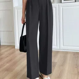 Next One Women Smart Loose Fit High-Rise Easy Wash Pleated Trousers-picture-30