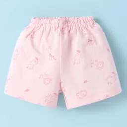Pink Rabbit Single Jersey Knit Half Sleeves Shorts Night Suit with Lion Print - Pink image 4