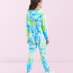 OLLINGTON ST. Cotton Tie & Dye Co-Ord Set Of Hooded Full Sleeves Top & Joggers Set - Multicolor image 4