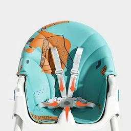 fab n funky High Chair with Wheels and Printed Cushion - Blue image 5