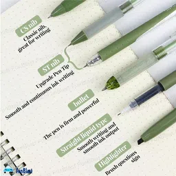 FunBlast Gel Pens Set for Smooth Writing  5 Gel Pens & 1 Highlighter Pen  Green image 5