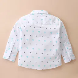 Mark & Mia Full Sleeves Anchor & Light House Printed 3 Piece Party Suit with Bow - Sky Blue image 5