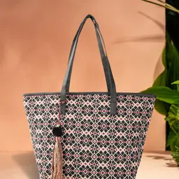 Anouk Black & Beige Jacquard Woven Design Shoulder Bag image 1