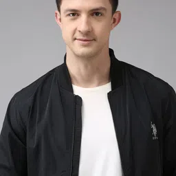 U.S. Polo Assn. Men Black Solid Brand Logo Bomber Jacket image 1