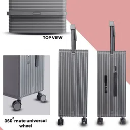 REDHORNS Airline USB Port Wide Handle Hard-Sided Medium Trolley Bag image 4