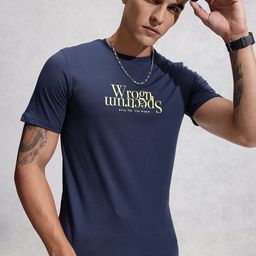 WROGN Typography Printed Pure Cotton Slim Fit T-shirt-picture-42
