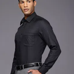 Louis Philippe Pure Cotton Textured Slim Fit Opaque Formal Shirt-image-66