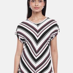 Annabelle by Pantaloons Off White & Black Striped Extended Sleeves Top-picture-40