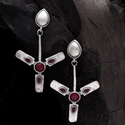 Moedbuille Red Contemporary Drop Earrings-picture-15