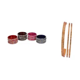 SOMIL Set Of 20 Artificial Stones Studded Glass Bangles-image-51