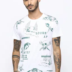 Huetrap Men White & Green Glow in the Dark Printed Round Neck T-shirt-picture-26