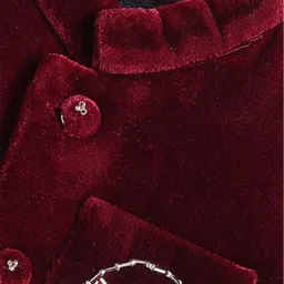 LITTLE COLLARS Boys Roll-Up Sleeves Shirt with Trousers & Velvet Nehru Jacket image 2