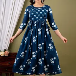 FASHION SWAG Women Floral Printed Cotton Maternity Fit & Flare Midi Dress-picture-20