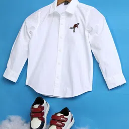 Hoop Boys Spread Collar Solid Cotton Slim Fit Casual Shirt-picture-26