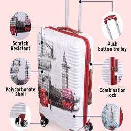 Kandel London Red Printed Hardcase Trolley Bag image 2