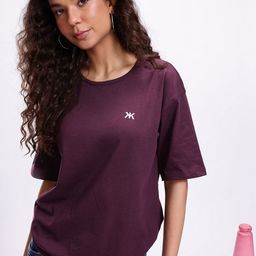 Kook N Keech Women Drop-Shoulder Sleeves Oversized Pure Cotton T-shirt-picture-1