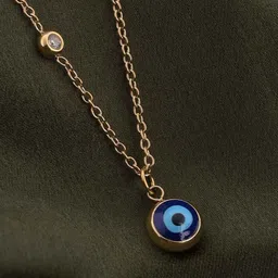 PALMONAS 18K Gold-Plated Stainless Steel Cubic Zirconia Studded Evil Eye Minimal Chain image 4