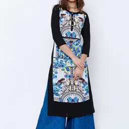 vishudh Kurtas Women Black Printed Kurta image 1