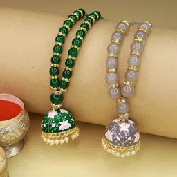 I Jewels Set Of 2 Bhaiya Bhabhi Hanging Lumba Rakhi-picture-11