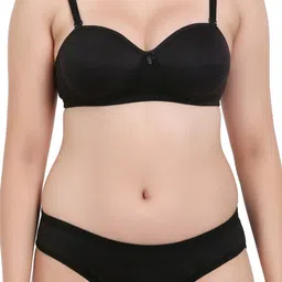 samvar Women Black Cotton Bra Panty Set for Lingerie Set Undergarments Pack of 1-picture-18