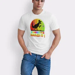 Seekbuylove Graphic Dinosaur Printed Round Neck Bio Finish Pure Cotton T-shirt image 2