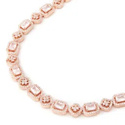 Zaveri Pearls Rose Gold Cubic Zirconia Bling Sleek Necklace & Earring Set-ZPFK15257 image 3