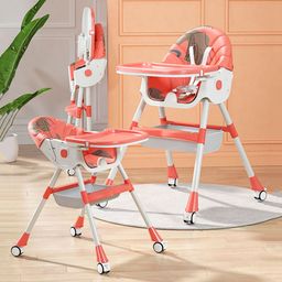 fab n funky High Chair with Wheels and Printed Cushion - Red-picture-16