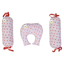 Babytoons New Born Baby Pillow for Head Shaping with 2 Matching Lot Pillows/Bolsters (0-6 Months) (Orange & White) image 1