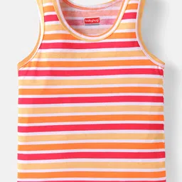 Babyhug 100% Cotton Knit Sleeveless Sando with Stripes - Red & Yellow-picture-14