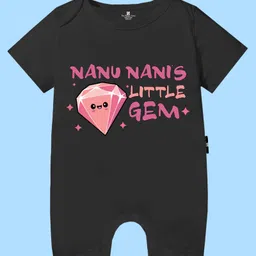 The Peppy Tend 100% Cotton Family Theme Half Sleeves Nanu Nanis Little Gem Printed Romper - Black-picture-13