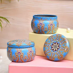 Myntra Elegant Homes Blue & Blue 2 pieces Jar Candle image 2