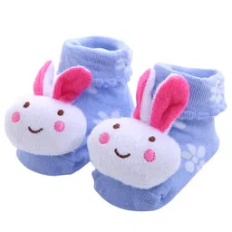 MumsLap Baby Pack Of 2 Rabbit Detailed Anti Skid Socks - Multi Colour image 2