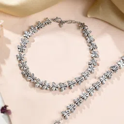 Silvermerc Designs Set Of 2 Silver-Plated Stone Studded & Beaded Anklets-picture-12