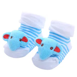 MumsLap Baby Pack Of 2 Rabbit Detailed Anti Skid Socks - Multi Colour image 3