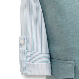 Mark & Mia Cotton Woven Full Sleeves Striped 3 Piece Party Suit With Bow - Sea Green image 3