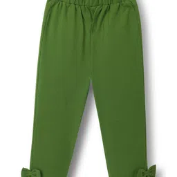 ToffyHouse Cotton Woven Full Sleeves Top & Leggings Set with Floral Print & Bow Applique - Green image 4