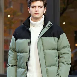 Mast & Harbour Men Mock Collar Colourblocked Puffer Jacket image 2