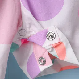 Simply Premium Cotton Woven Sleeveless Jumpsuit With Polka Dot Print & Frill Detailing - White image 5