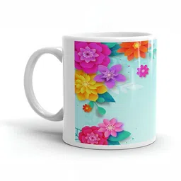 Mr UVD White & Yellow Floral Printed Ceramic Matte Mug 350 ml-picture-26