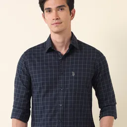 U.S. Polo Assn. Men Tailored Fit Opaque Checked Casual Shirt image 1
