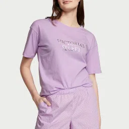 victoria's secret intimates Victoria's Secret Women Lavender T-shirt & Short (L)-picture-14