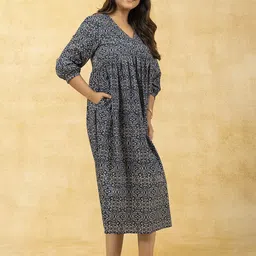 SPARSA Ethnic Motifs Print Fit & Flare Midi Dress image 2