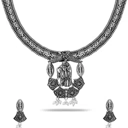 Joy of Jewels Silver-Plated Brass American Diamond Necklace & Earrings image 2