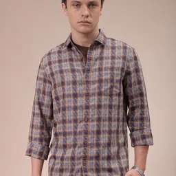 The Indian Garage Co Men Slim Fit Opaque Checked Casual Shirt-picture-23