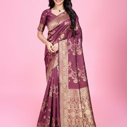 RICH & ROMAN Woven Design Zari Pure Silk Banarasi Saree-picture-39