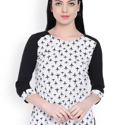 Style Quotient Women Black & White Printed Top image 1