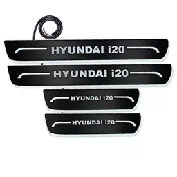 Auto Pearl Car Door Foot Step Led Sill/Scuff Plates Mirror Finish Black Compatible For Hyundai I20 T2 (2012-2014), LEDBlklPLATE_Blk_i20T22012_14 (Set of 4)-image-36
